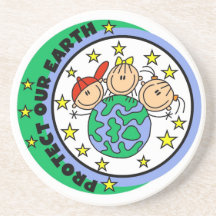 Stick Figure Protect Our Earth T-shirts and Gifts Drink Coaster