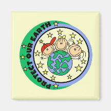 Stick Figure Protect Our Earth T-shirts and Gifts Fridge Magnets