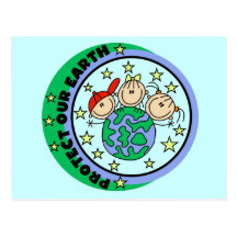 Stick Figure Protect Our Earth T-shirts and Gifts Post Cards