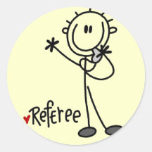 Stick Figure Referee Tshirts and Gifts Round Stickers