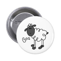 Stick Figure Sheep Pinback Buttons