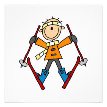 Stick Figure Skier T-shirts and Gifts Invites