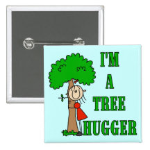 Stick Figure Tree Hugger T-shirts and Gifts Button