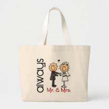 Stick Figure Wedding Couple Mr. & Mrs. Always Canvas Bags