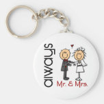 Stick Figure Wedding Couple Mr. & Mrs. Always Key Chains