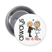 Stick Figure Wedding Couple Mr. & Mrs. Always Pin