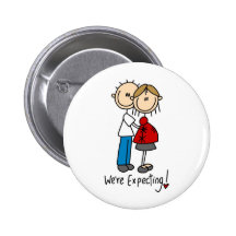 Stick Figure We're Expecting Pinback Buttons