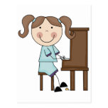 Stick Girl Playing Piano Postcards