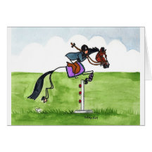 STICK HORSE Pony Showjumping Greeting Card