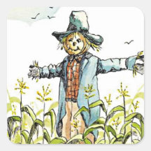 Sticker Autumn Scarecrow Fall Corn Crows Fly Cute