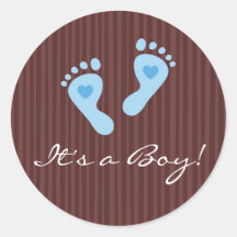 Stickers: Baby boy blue footprints - It's a Boy!