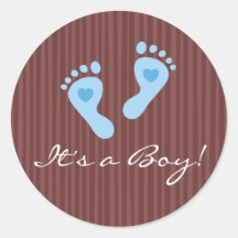 Stickers: Baby boy blue footprints - It's a Boy!
