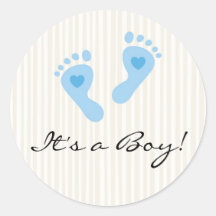 Stickers: Baby boy blue footprints - It's a Boy!