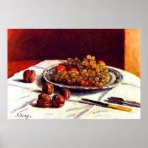 Still life, grapes and nuts by Alfred Sisley Poster