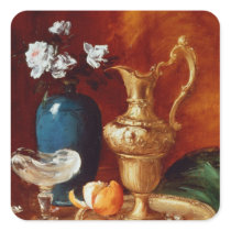 Still life of a gilt ewer, vase of flowers stickers