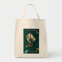 Still Life Old Violin, Harnett, Vintage Victorian Canvas Bag
