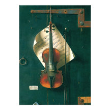 Still Life Old Violin, Harnett, Vintage Victorian Personalized Announcements