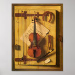Still Life Violin Music Harnett, Vintage Victorian Print