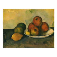 Still Life w Apples by Cezanne, Impressionism Art Post Card