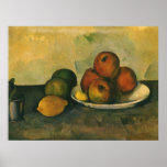 Still Life w Apples by Cezanne, Impressionism Art Poster