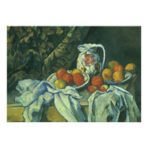 Still Life w Curtain Flowered Pitcher by Cezanne Custom Announcement