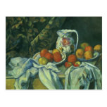 Still Life w Curtain Flowered Pitcher by Cezanne Postcard