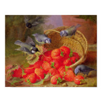 Still Life with Strawberries and Bluetits posters