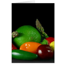 Still Lifevegetables Asparagus Limes Strawberries Greeting Cards