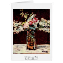 Still Lilacs And Roses By Manet Edouard Greeting Card