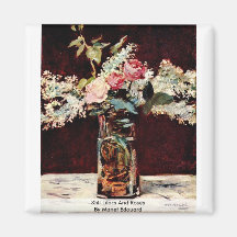 Still Lilacs And Roses By Manet Edouard Fridge Magnets