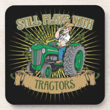 Still Plays With Green Tractors Beverage Coasters