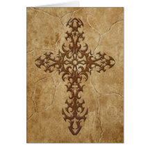 Stone Gothic Cross Greeting Cards
