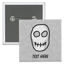 Stone Grey and Black Skull. Primitive Style. Pin