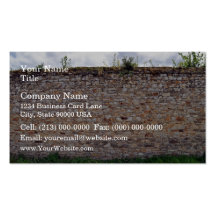 Stone Wall With Plants Against Blue Sky Business Card Template