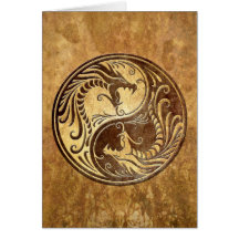 Stone Yin Yang Dragons Greeting Card