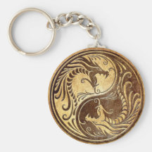 Stone Yin Yang Dragons Keychain