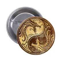 Stone Yin Yang Dragons Pinback Button