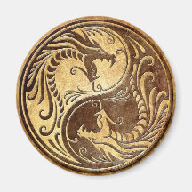 Stone Yin Yang Dragons Refrigerator Magnets