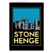 Stonehenge art deco travel poster greeting cards