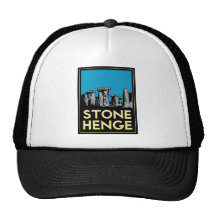 Stonehenge art deco travel poster mesh hats