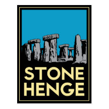 Stonehenge art deco travel poster post card