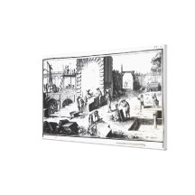 Stonemasons at work, engraved by Lucotte Gallery Wrapped Canvas
