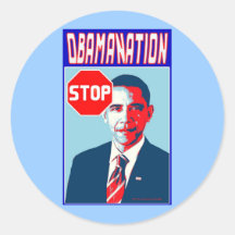 Stop Obamanation Pop Art Political Satire Product Sticker