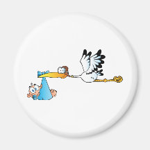 Stork and Baby Boy Refrigerator Magnets