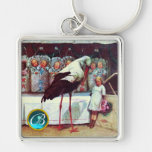 STORK BABY BOY SHOWER GEM MONOGRAM KEYCHAINS