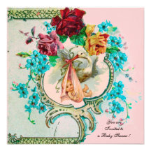 STORK BABY SHOWER 2 pink red Invites