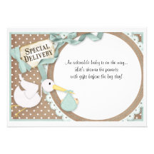 Stork Baby Shower Boy Invitation Announcement