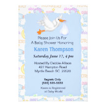 Stork  Baby Shower  Invitation