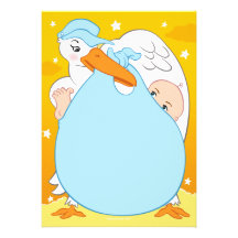 Stork Baby Shower Invitations Boy
