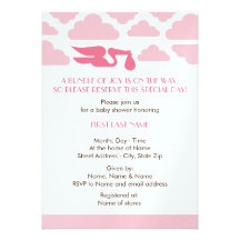 Stork Baby Shower Invite Girl
